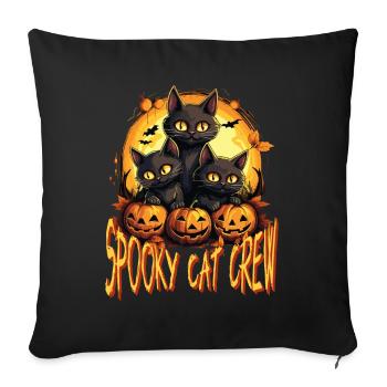 Halloween Chats Costume Citrouille Noire Spooky - Housse de coussin décorative 45 x 45 cm - noir - Devant