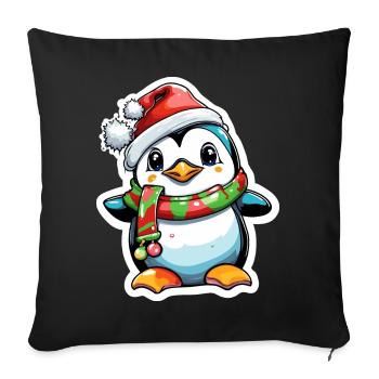 Penguin / Animal / Christmas / Winter / Childlike - Sofa pillowcase 17,3'' x 17,3'' (45 x 45 cm) - black - Front