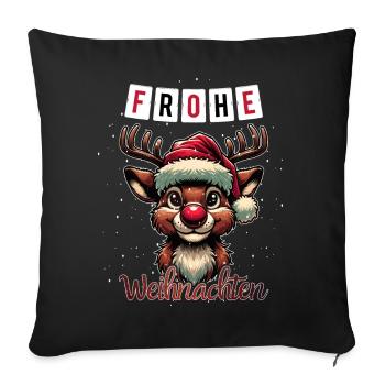 Frohe Weihnachten Rudolf das Rentier Adventszeit - Sofakissenbezug 45 x 45 cm - Schwarz - Vorne