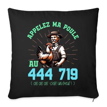 Appelez ma poule au Cat Cat Cat : C'est un oeuf ! - Housse de coussin décorative 45 x 45 cm - noir - Devant