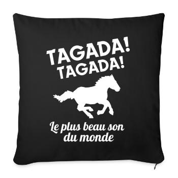 cheval, équitation, centre équestre - Housse de coussin décorative 45 x 45 cm - noir - Devant
