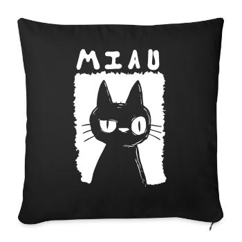 Miaou - Housse de coussin décorative 45 x 45 cm - noir - Devant