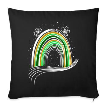 Arc en ciel de la fête irlandaise avec Shamrock St Patrick’s Day - Housse de coussin décorative 45 x 45 cm - noir - Devant