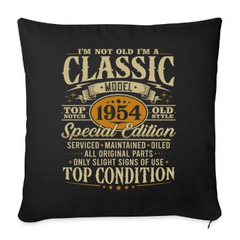 Vintage 1954 classique cadeau d’anniversaire - Housse de coussin décorative 45 x 45 cm - noir - Devant