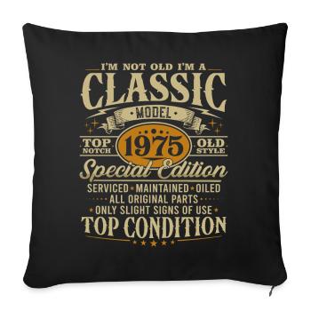 Vintage 1975 Classic Birthday Gift - Sofa pillowcase 17,3'' x 17,3'' (45 x 45 cm) - black - Front