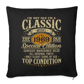 Vintage 1969 classique cadeau d’anniversaire - Housse de coussin décorative 45 x 45 cm - noir - Devant
