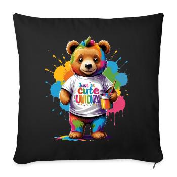 Just as cute as Unicorn Rainbow Bear Saying - Sofa pillowcase 17,3'' x 17,3'' (45 x 45 cm) - black - Front