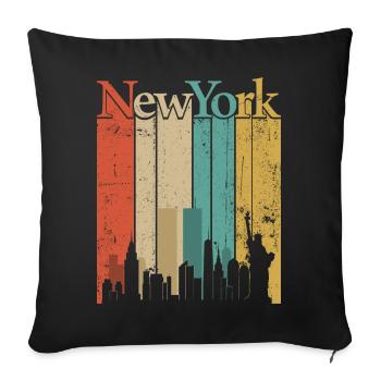New York Skyline Retro Stripes - Sofa pillowcase 17,3'' x 17,3'' (45 x 45 cm) - black - Front