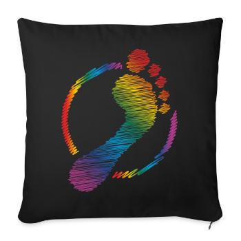 rainbow footprint rainbow footprint - Sofa pillowcase 17,3'' x 17,3'' (45 x 45 cm) - black - Front