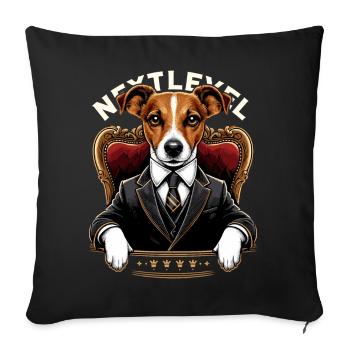Jack Russell Terrier Suit Next Level Gift - Sofa pillowcase 17,3'' x 17,3'' (45 x 45 cm) - black - Front