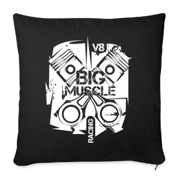 v8 musclecar piston engine car illustration logo - Sofa pillowcase 17,3'' x 17,3'' (45 x 45 cm) - black - Front