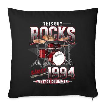 1994 Vintage Drums Drummer Anniversaire - Housse de coussin décorative 45 x 45 cm - noir - Devant