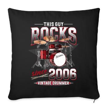 2006 Vintage Drums Drummer Anniversaire - Housse de coussin décorative 45 x 45 cm - noir - Devant