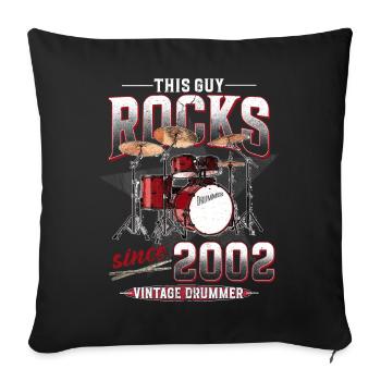 2002 Vintage Drums Drummer Anniversaire - Housse de coussin décorative 45 x 45 cm - noir - Devant