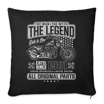 1981 Vintage Man Myth Legend Moto - Housse de coussin décorative 45 x 45 cm - noir - Devant
