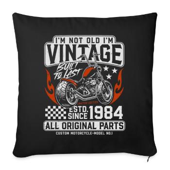 1984 Vintage Vintage Anniversaire Cadeau Moto - Housse de coussin décorative 45 x 45 cm - noir - Devant