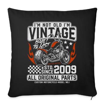 2009 Vintage Vintage Anniversaire Cadeau Moto - Housse de coussin décorative 45 x 45 cm - noir - Devant
