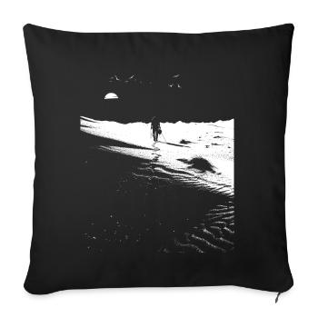 Chemin à travers le désert avec des empreintes de pas - Art monochrome - Housse de coussin décorative 45 x 45 cm - noir - Devant
