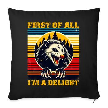 First Of All, I Am a Delight, Retro Opossum - Sofa pillowcase 17,3'' x 17,3'' (45 x 45 cm) - black - Front