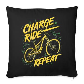 Charge Ride Repeat Cycle Design - Sofa pillowcase 17,3'' x 17,3'' (45 x 45 cm) - black - Front