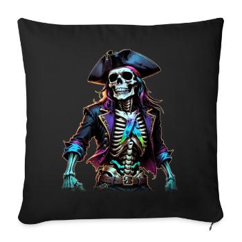 Pirate Skeleton Illustration - Sofa pillowcase 17,3'' x 17,3'' (45 x 45 cm) - black - Front