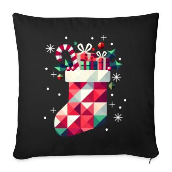 Colorful Christmas stocking full of gifts - Sofa pillowcase 17,3'' x 17,3'' (45 x 45 cm) - black - Front