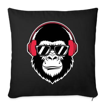DJ gorille cool - Housse de coussin décorative 45 x 45 cm - noir - Devant