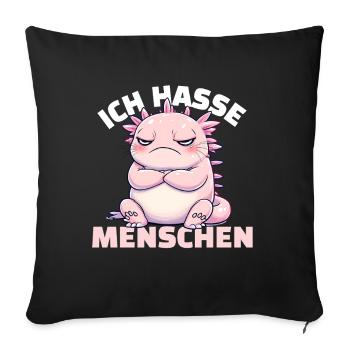Grumpy pink axolotl for animal fans - Sofa pillowcase 17,3'' x 17,3'' (45 x 45 cm) - black - Front