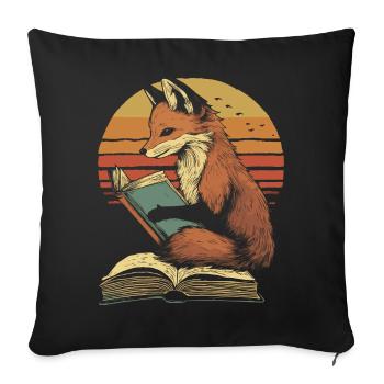 Fox reads books - Sofa pillowcase 17,3'' x 17,3'' (45 x 45 cm) - black - Front