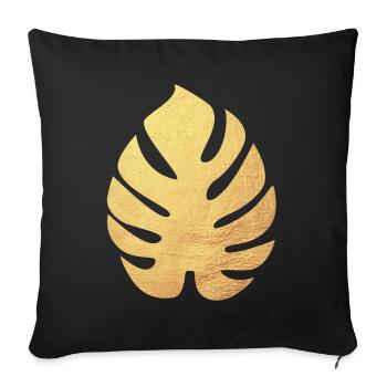 Philodendron Blatt Gold Botanik Natur Flora Bio - Sofakissenbezug 45 x 45 cm - Schwarz - Vorne