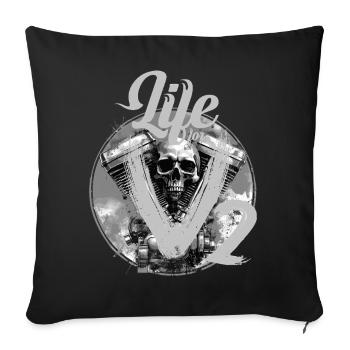 Conception du crâne de moto V-Twin - Housse de coussin décorative 45 x 45 cm - noir - Devant
