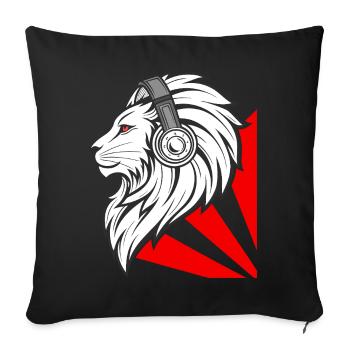Stylish lion with headphones - Sofa pillowcase 17,3'' x 17,3'' (45 x 45 cm) - black - Front