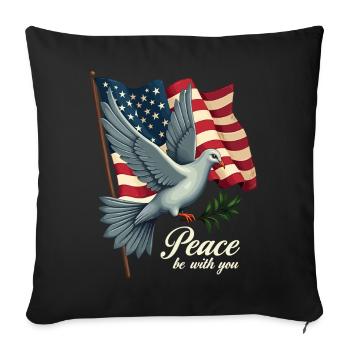 Dove of peace with flag - Sofa pillowcase 17,3'' x 17,3'' (45 x 45 cm) - black - Front