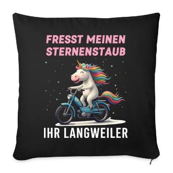 Einhorn Moped Tour - Sofakissenbezug 45 x 45 cm - Schwarz - Vorne
