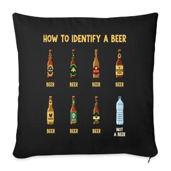 Guide d’identification de la bière - Housse de coussin décorative 45 x 45 cm - noir - Devant