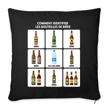 Guide d’identification de la bière - Housse de coussin décorative 45 x 45 cm - noir - Devant