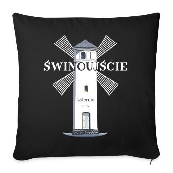 Świnoujście, Usedom Drawing Lighthouse, Poland - Sofa pillowcase 17,3'' x 17,3'' (45 x 45 cm) - black - Front