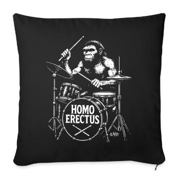 Homo Erectus Singe progressif avec tambours cadeau - Housse de coussin décorative 45 x 45 cm - noir - Devant
