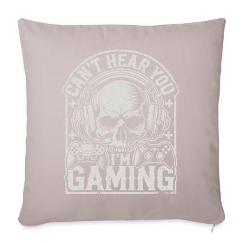 Gaming Totenschädel mit Headset und Controllern - Sofakissenbezug 45 x 45 cm - helles Taupe - Vorne