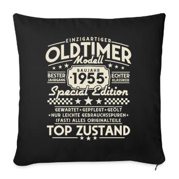 Oldtimer 1955 Jahrgang geboren Geburtstag Geschenk - Sofakissenbezug 45 x 45 cm - Schwarz - Vorne