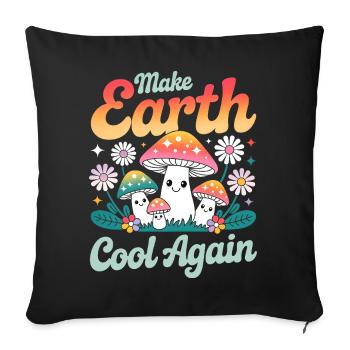 Make Earth Cool Again Kawaii Mushrooms - Sofa pillowcase 17,3'' x 17,3'' (45 x 45 cm) - black - Front