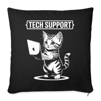 Funny Tech Support Cute Cat Ironic IT - Sofa pillowcase 17,3'' x 17,3'' (45 x 45 cm) - black - Front