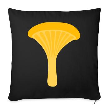 Gelbe Pfifferling-Pilz-Illustration - Sofakissenbezug 45 x 45 cm - Schwarz - Vorne