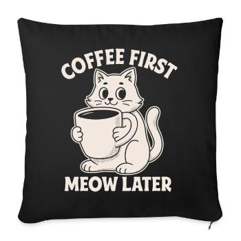 Motif de dictons de chat amateur de café - Housse de coussin décorative 45 x 45 cm - noir - Devant