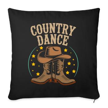 Motif de cow-boy de danse country - Housse de coussin décorative 45 x 45 cm - noir - Devant