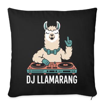 DJ LLAMARANG Lama DJ Party Club Music Humor - Sofa pillowcase 17,3'' x 17,3'' (45 x 45 cm) - black - Front