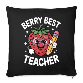 Berry Best Teacher Enseignant du primaire - Housse de coussin décorative 45 x 45 cm - noir - Devant