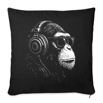 Headphone Monkey with Sunglasses - Sofa pillowcase 17,3'' x 17,3'' (45 x 45 cm) - black - Front