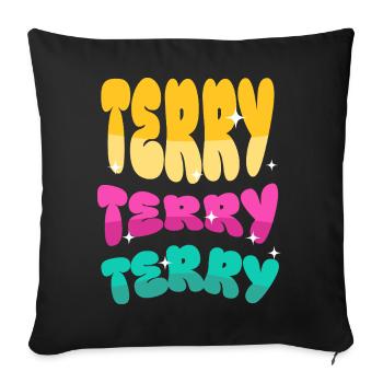 Terry Dreifach Wortlogo - Sofakissenbezug 45 x 45 cm - Schwarz - Vorne
