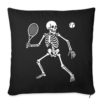 Le skeleton joue au rallye de tennis - Housse de coussin décorative 45 x 45 cm - noir - Devant